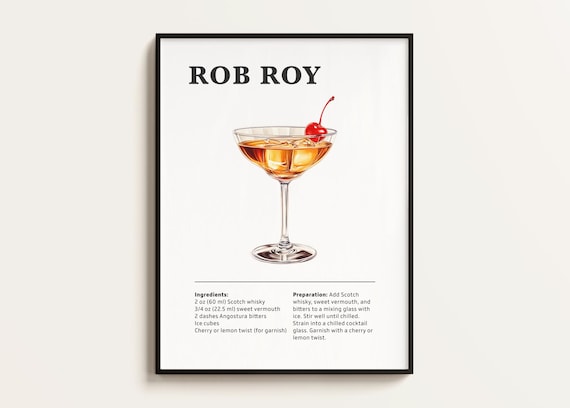 Rob Roy Cocktail Recipe, Bar Kitchen Art