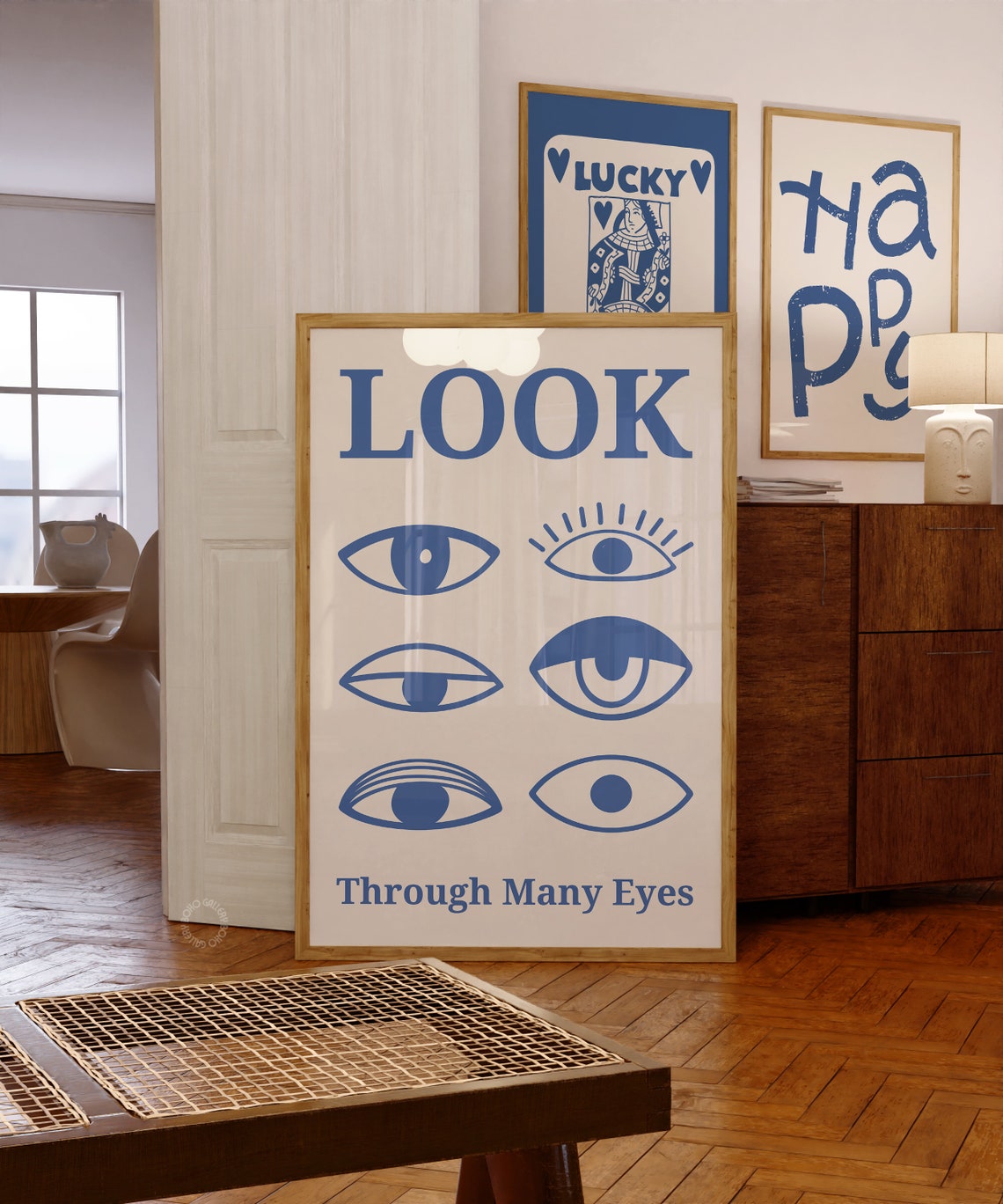LOOK Through Many Eyes Blue Eye Chart Typography Aesthetic Poster - Image 3