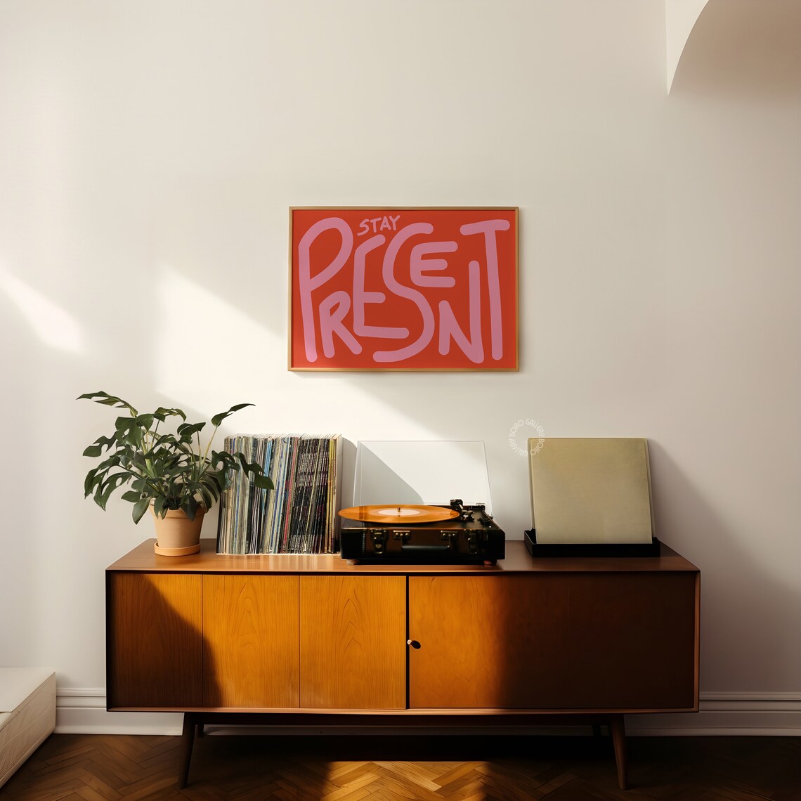 Stay Present Mid-Century Typography Art Print - Image 3