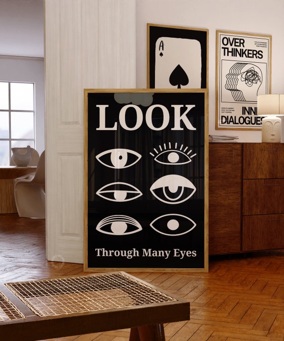 Eye Poster Trendy Wall Art Psychedelic Room Decor Affirmation Print Hippie Print Y2k 70s Poster Retro Print Vintage Poster Black Art