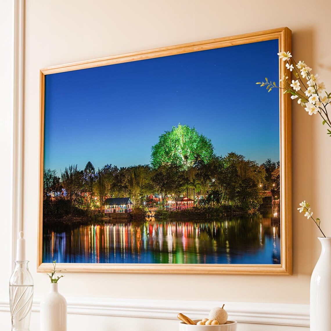 Tree of Life Animal Kingdom Disney Night Photo Reflection Poster