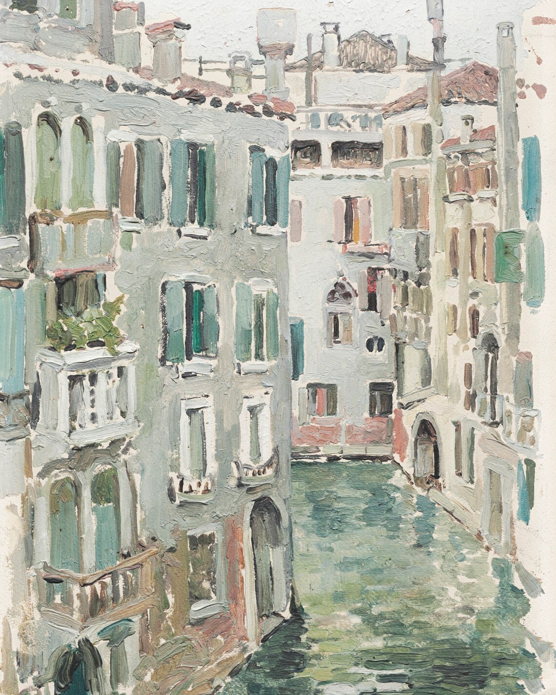 Venice Vintage Green Landscape Wall Art Print - Image 3