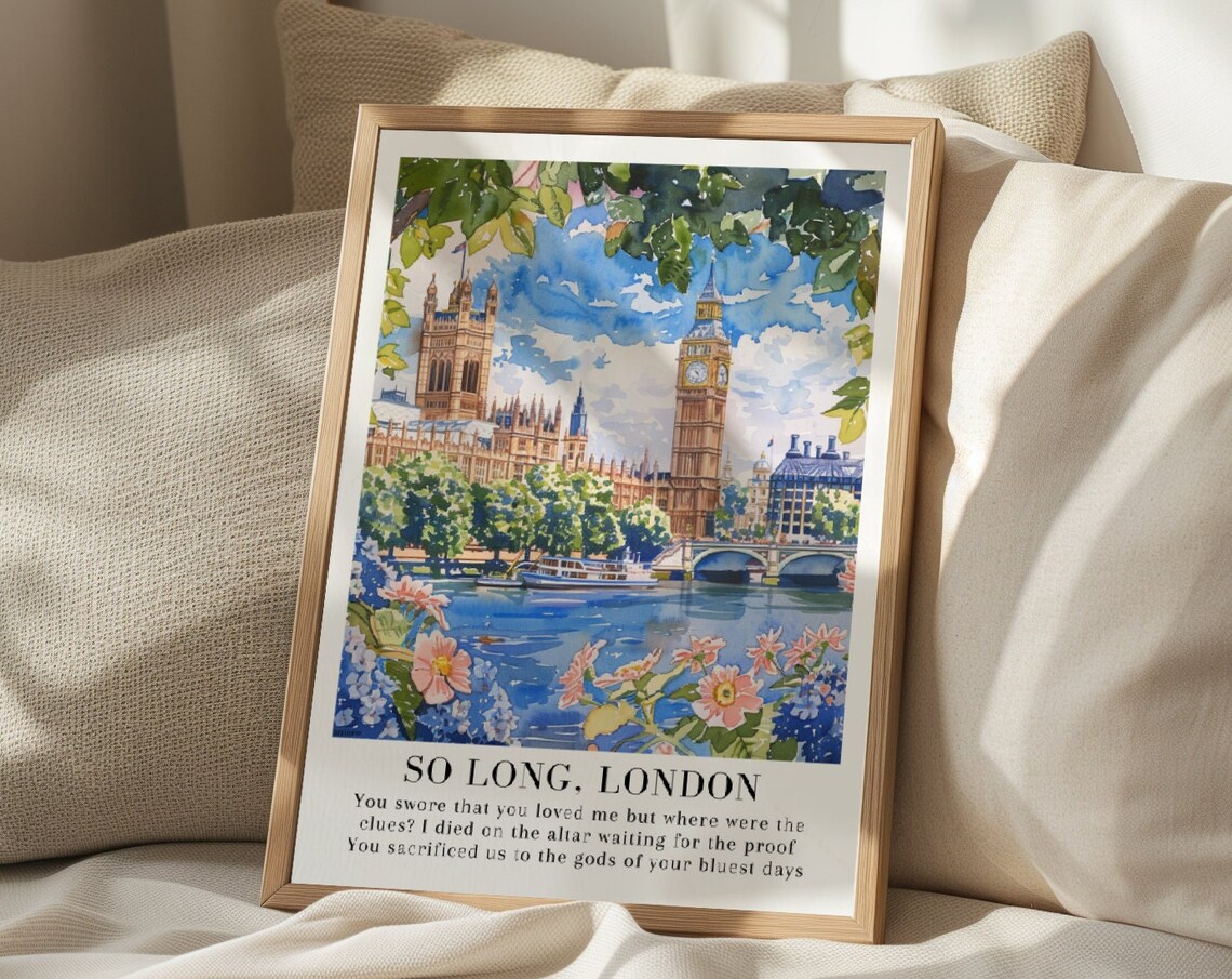 Taylor Swift So Long London Big Ben Floral Watercolor Poster - Image 3