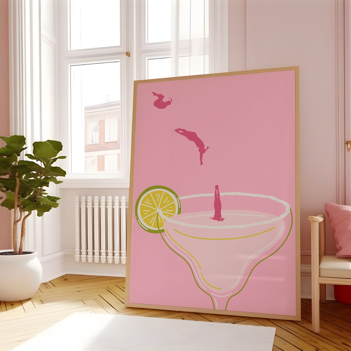 Margarita Print, Retro Happy Hour Bar Cart Art