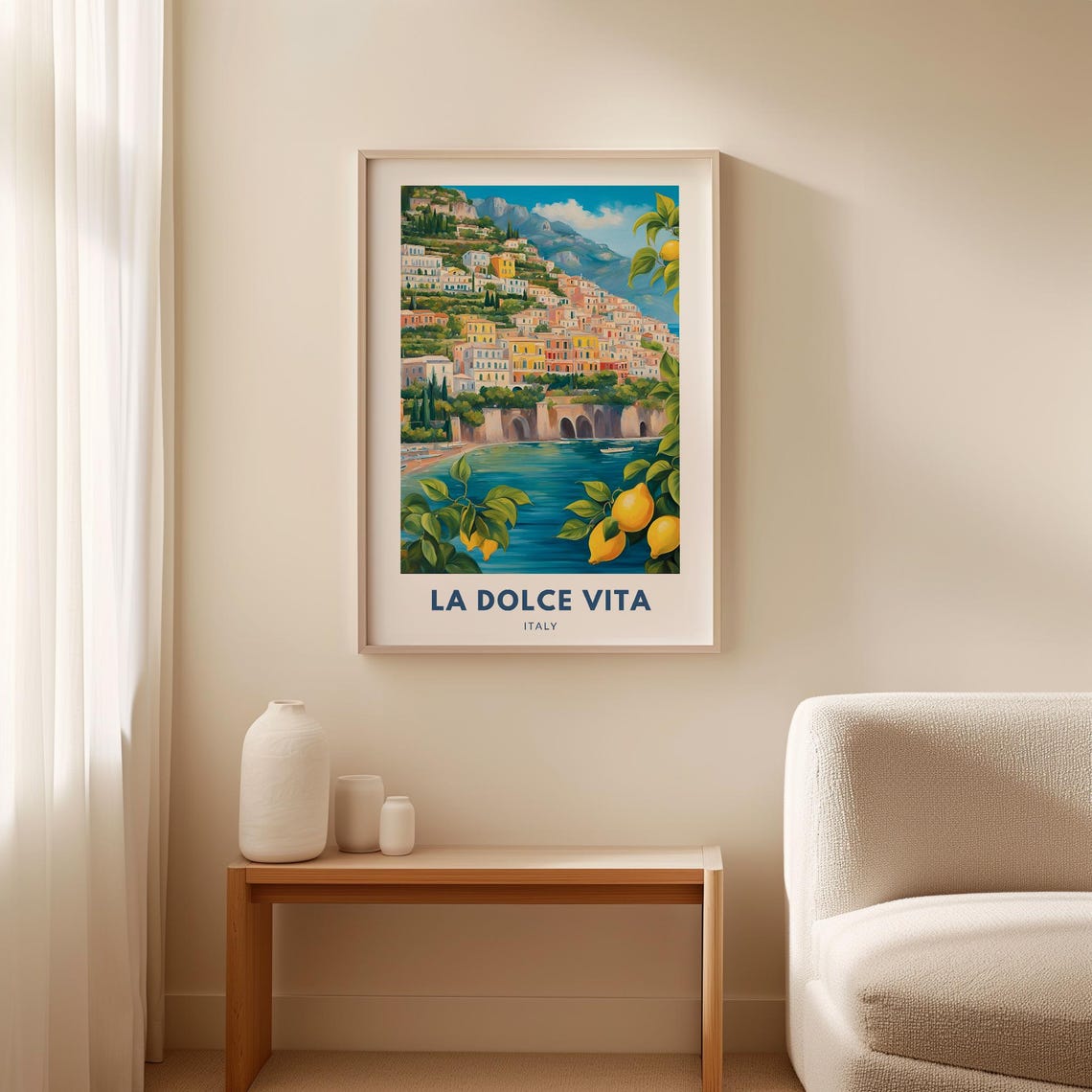 La Dolce Vita Print Italian Wall Art Amalfi Coast Art European Summer Poster Italian Quote Art Abstract Italy Coastal Beach Honeymoon Gift