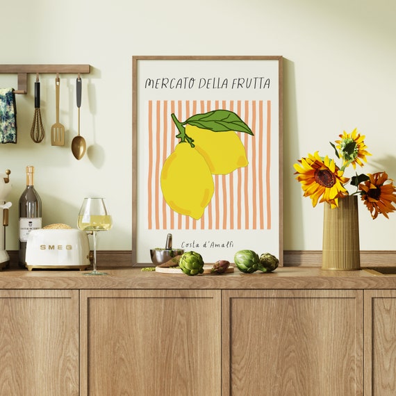 Lemon Fruit Poster Amalfi Fruit Market Prints Kitchen Wall Art Fruit Wall Art Trendy Art Colourful Kitchen Decor Instant