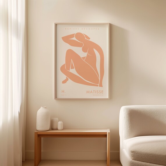 Henri Matisse Neutral Print Peach Matisse Wall Art Mid Century Modern Matisse Abstract Woman Exhibition Poster Minimalism Neutral Home Decor