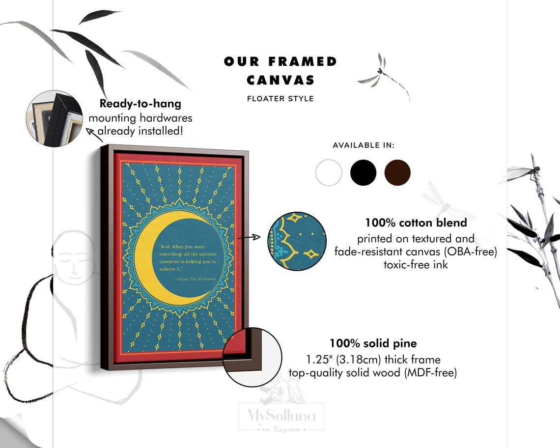 The Alchemist Moon Quote Paulo Coelho Cover Art Spiritual Book Poster - Image 2