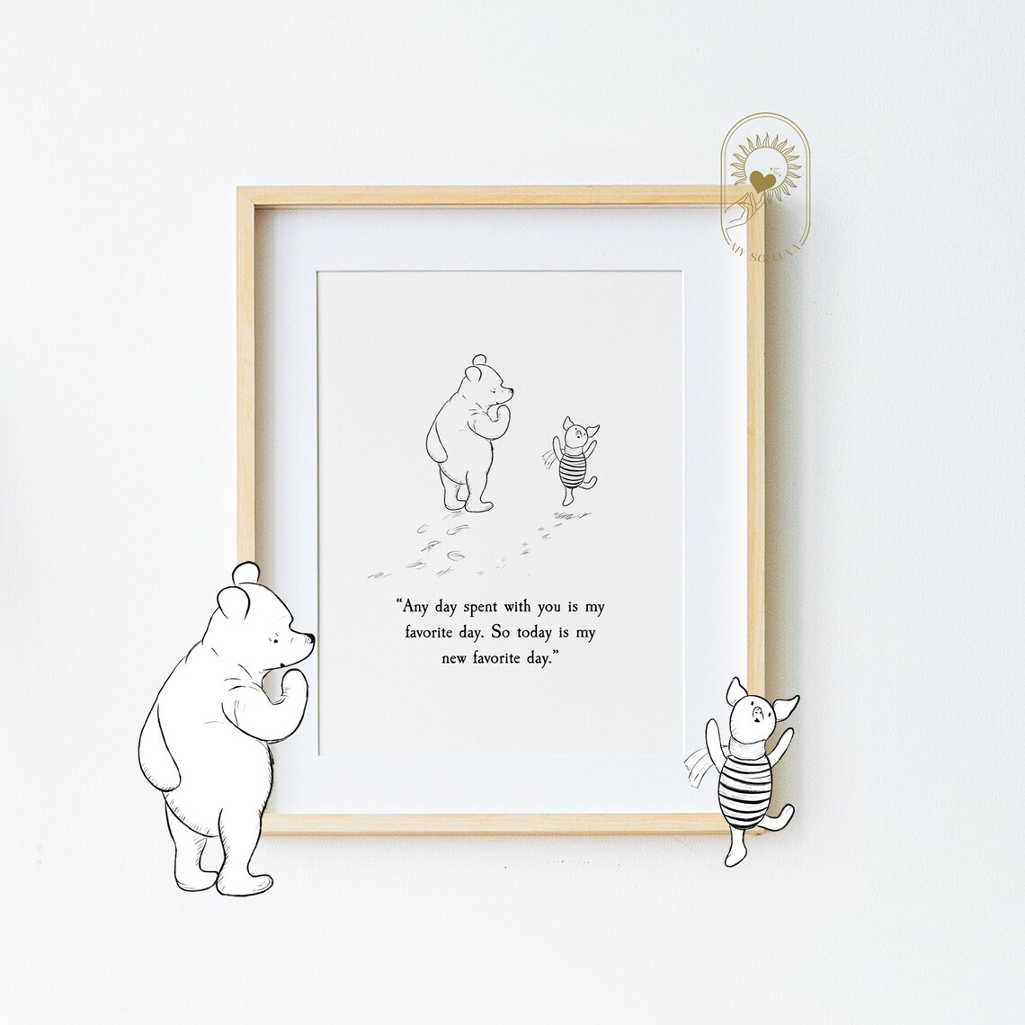 Winnie the Pooh Quote Nursery Picture, Vintage Black and White