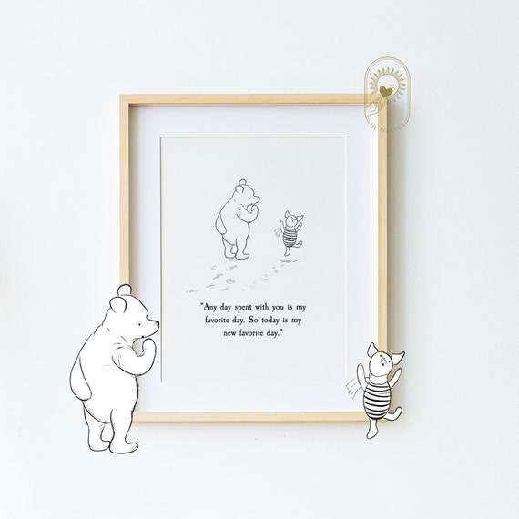Winnie the Pooh Quote Nursery Picture, Vintage Black and White
