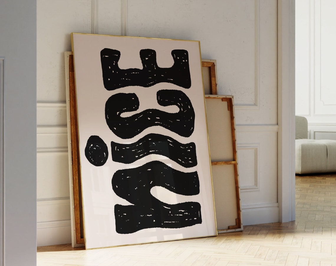 Nice Wavy Black Bold Typography Minimal Positive Quote Art Poster