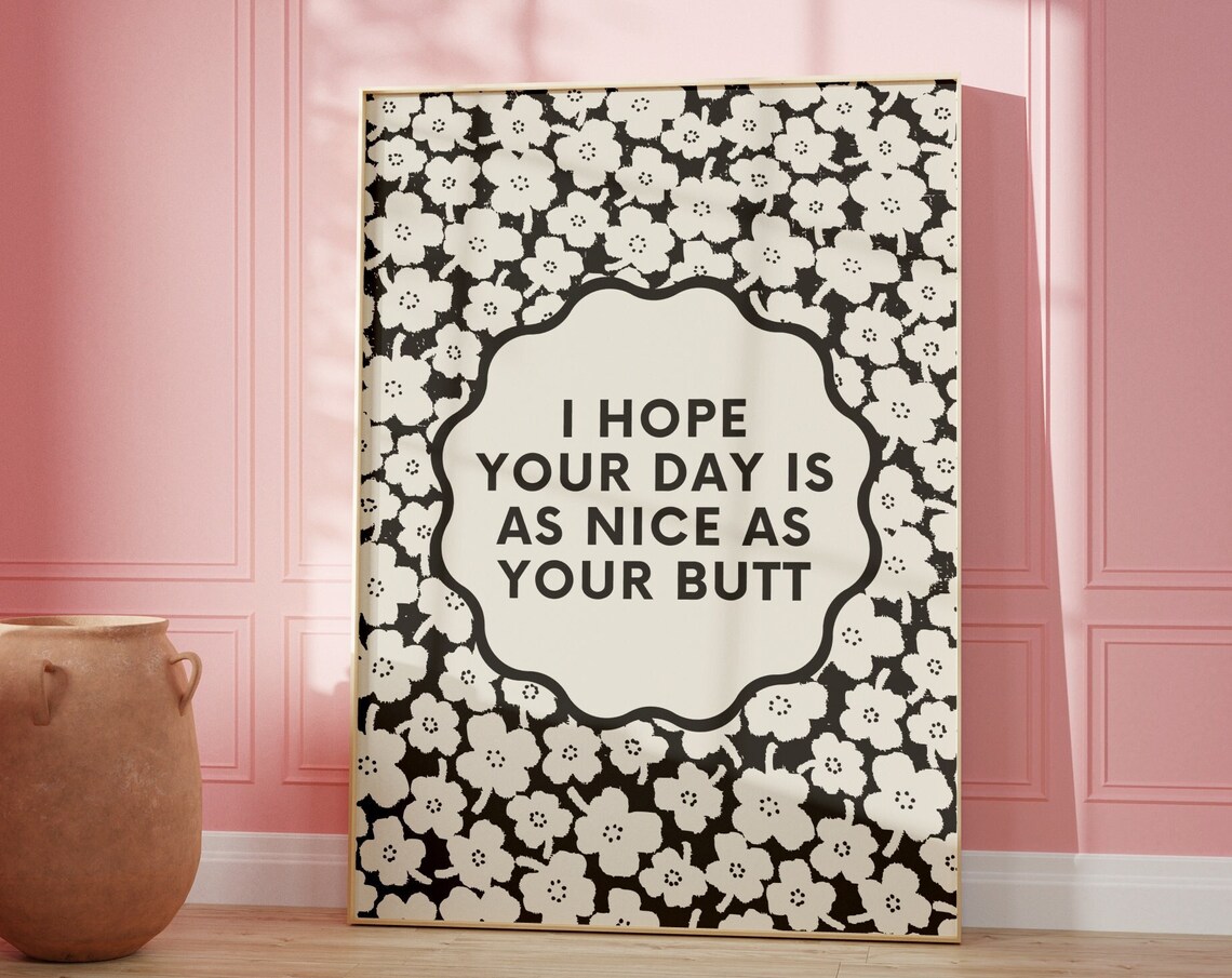 Nice Butt Retro Floral Bathroom Art Print - Image 3