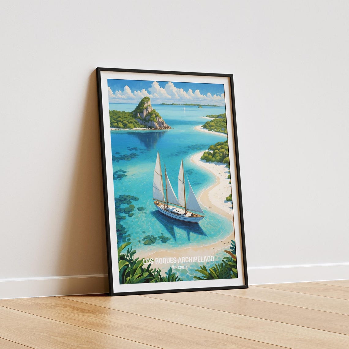 Los Roques Venezuela Sailboat In Turquoise Cay Lagoon Poster - Image 5