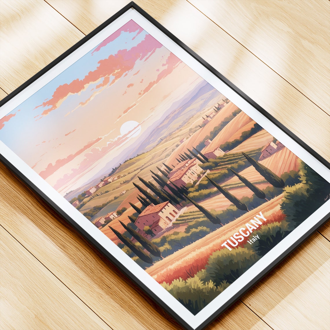 Tuscany Italy Rolling Hills Farmhouse Sunset View Countryside Poster - Image 4