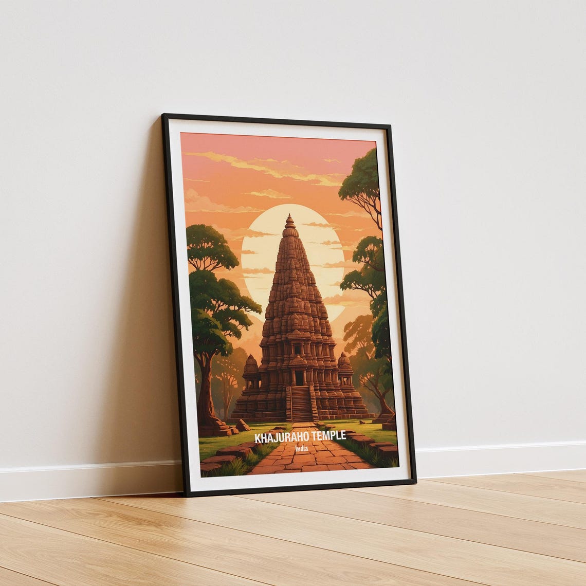 Khajuraho Temple India Ancient Hindu Temple Sunset Golden Poster - Image 5