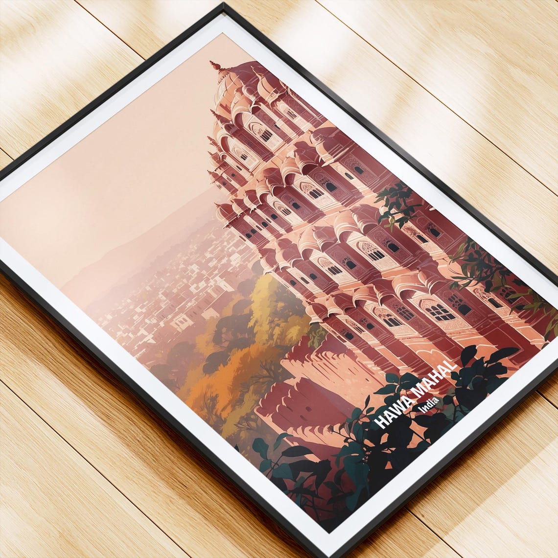 India Jaipur Hawa Mahal Pink Palace Facade Sunset View Poster - Image 4