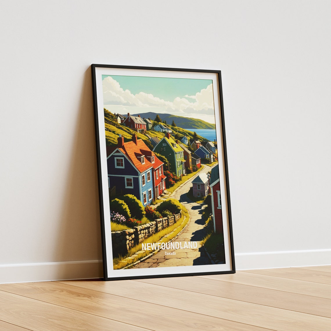 Newfoundland Canada Colorful Jellybean Hillside Harbor Houses Poster - Image 5