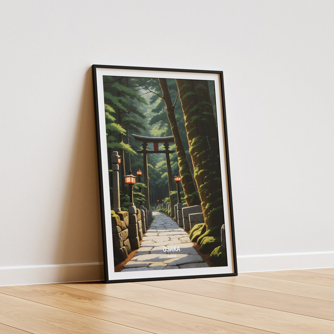 Osaka Forest Torii Gate Stone Path Lantern Japan Travel Poster - Image 5