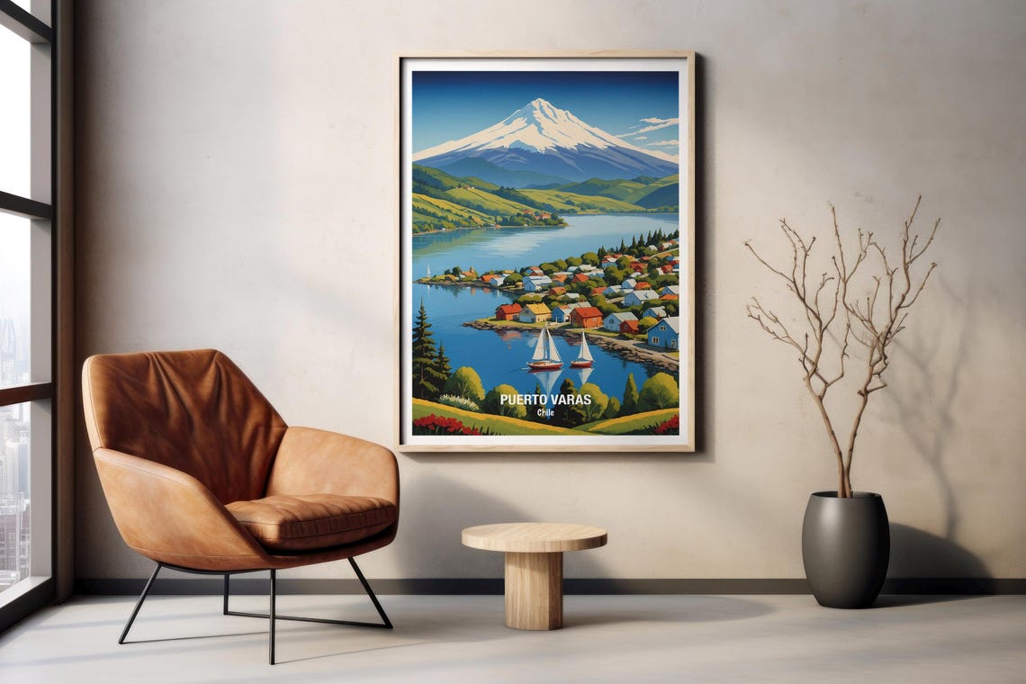 Puerto Varas Chile Osorno Volcano Lake Llanquihue Travel Poster - Image 2
