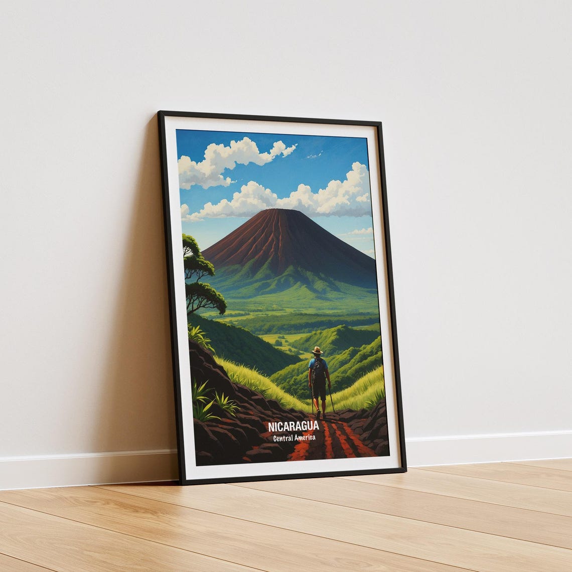 Nicaragua Central America Volcano Hiker Red Lava Trail Poster - Image 5
