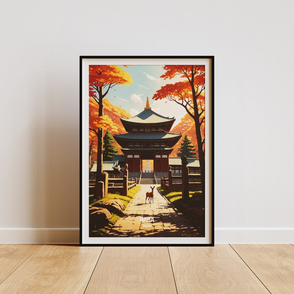 Nara Japan Travel Poster Nara Japan Print Nara Travel Art Deer Park Wall Art Home Decor Travel Gift Japanese Culture