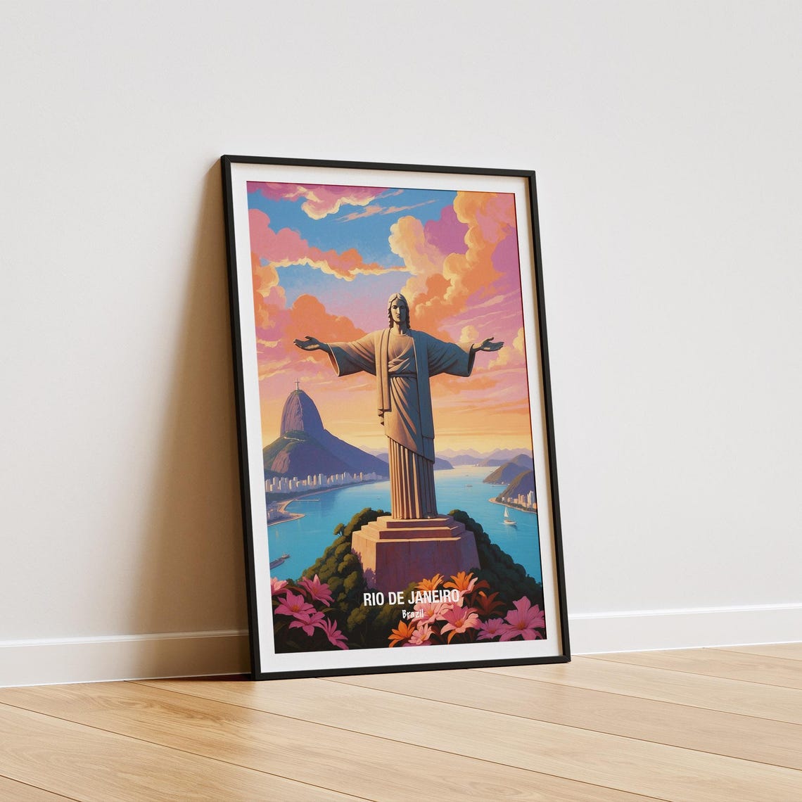 Rio de Janeiro Christ the Redeemer Sunset Brazil Travel Poster - Image 5