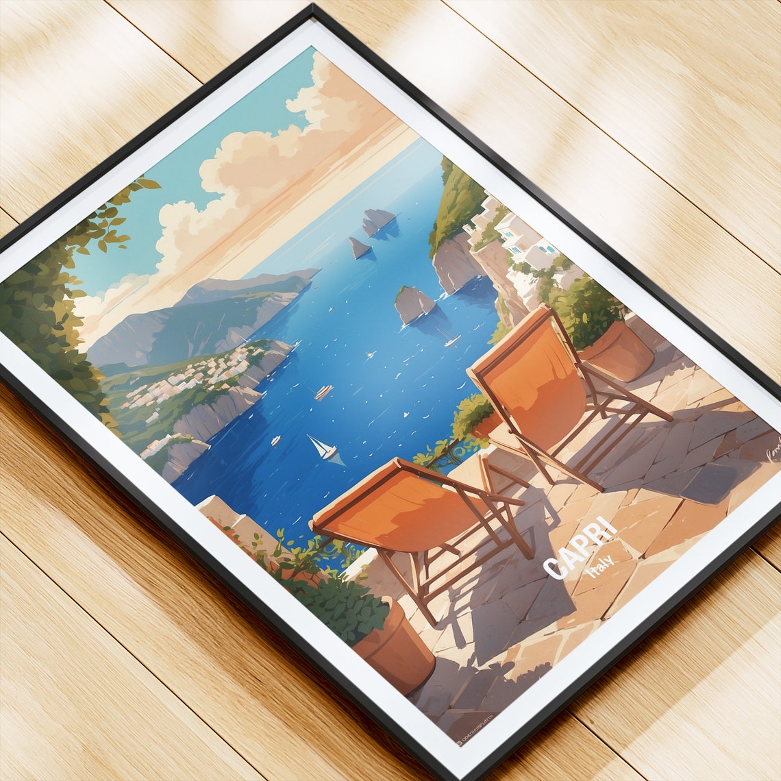 Capri Italy Terrace Overlooking The Faraglioni Rocks Bay Poster - Image 4