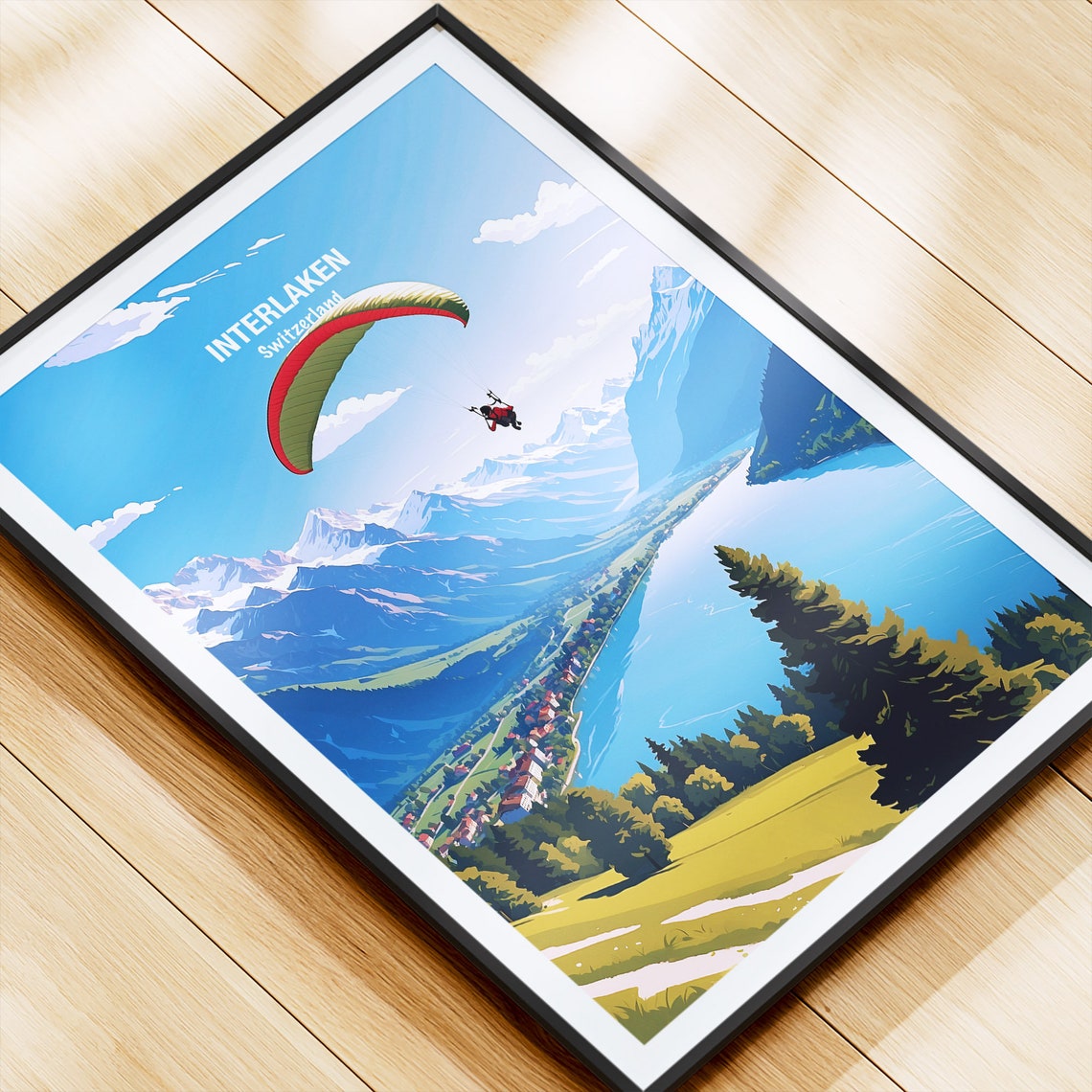 Interlaken Paragliding Over Swiss Alps Lake Adventure Poster - Image 4