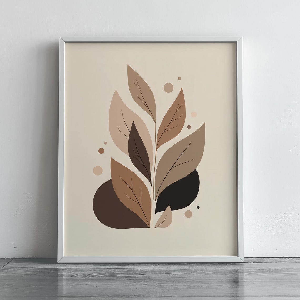 Neutral Botanical Leaf Sprig Minimalist Earthy Tone Art Print