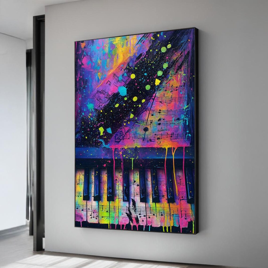Purple Abstract Music Art Print, Modern Piano Keys