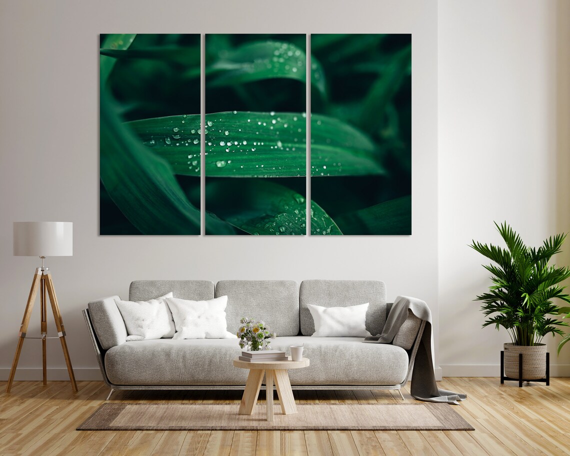 Morning Dew Drops on Green Leaves Fresh Botanical Macro Nature Poster - Image 8