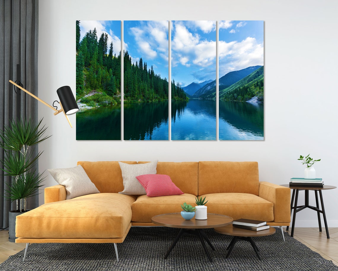Kolsai Mountain Lake Pine Forest Reflection Kazakhstan Nature Poster - Image 5