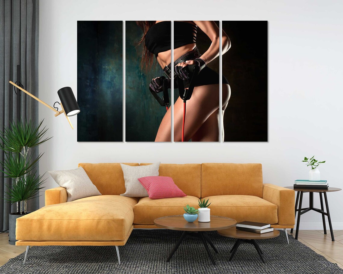 Athletic Woman Training With Resistance Bands Fitness Workout Sports Poster - Image 5