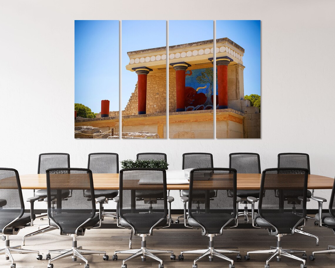Knossos Palace Crete Minoan Red Columns Bull Fresco Greece Poster - Image 4