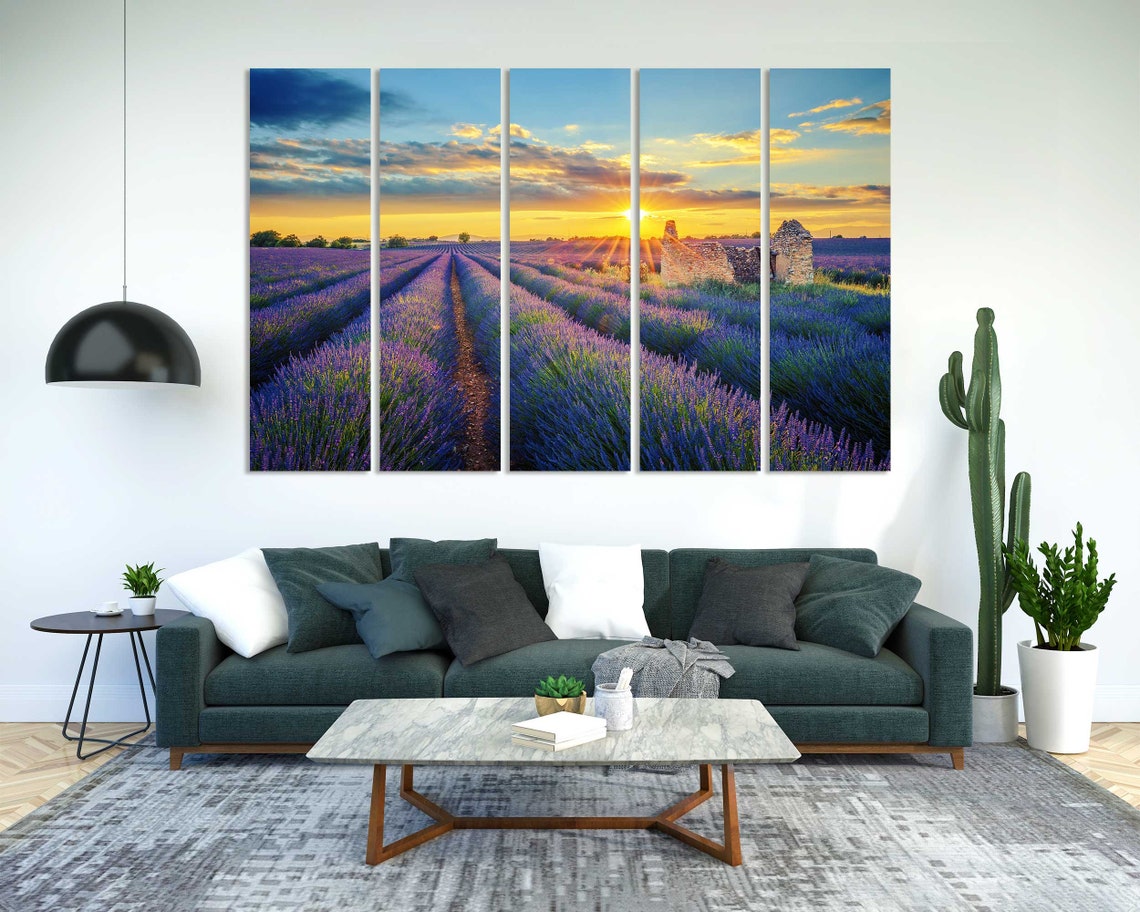 Provence Lavender Fields Sunset Stone Hut Purple Rows Travel Poster - Image 2