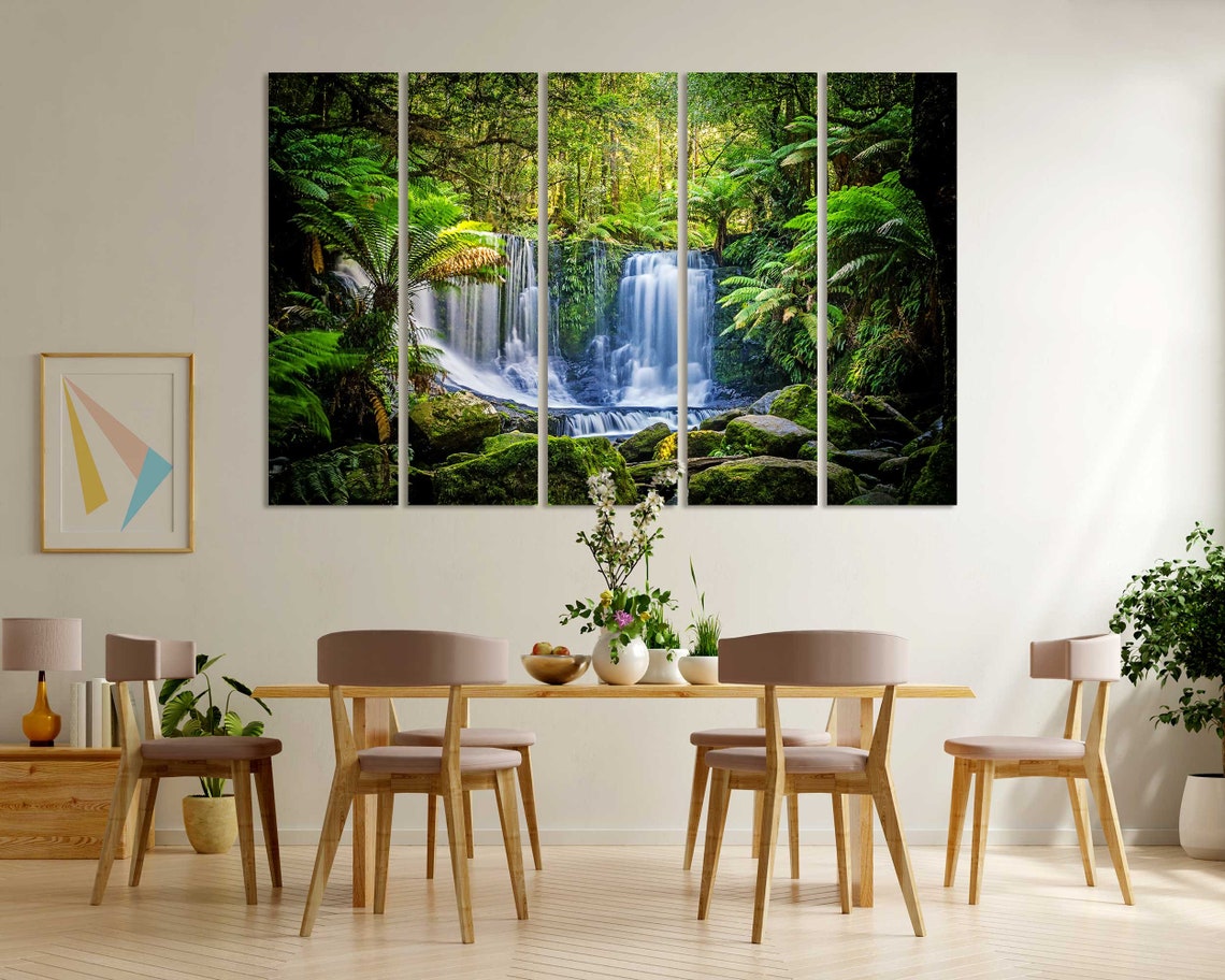 Tasmanian Rainforest Horseshoe Curtain Waterfall Moss Rocks Poster - Image 6