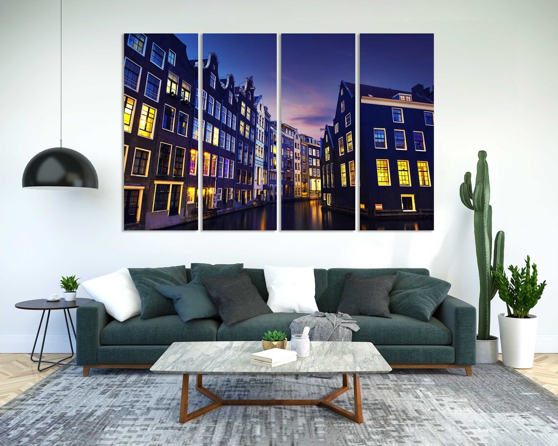 Amsterdam Canal Night City Lights Old Town Houses Travel Poster - Image 2