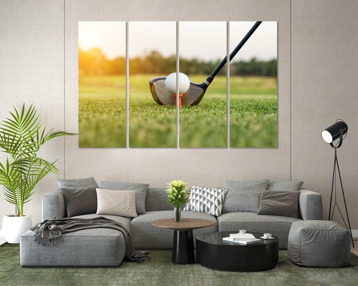Golf Driver Club Ball On Tee Sunset Fairway Golden Light Poster - Image 7
