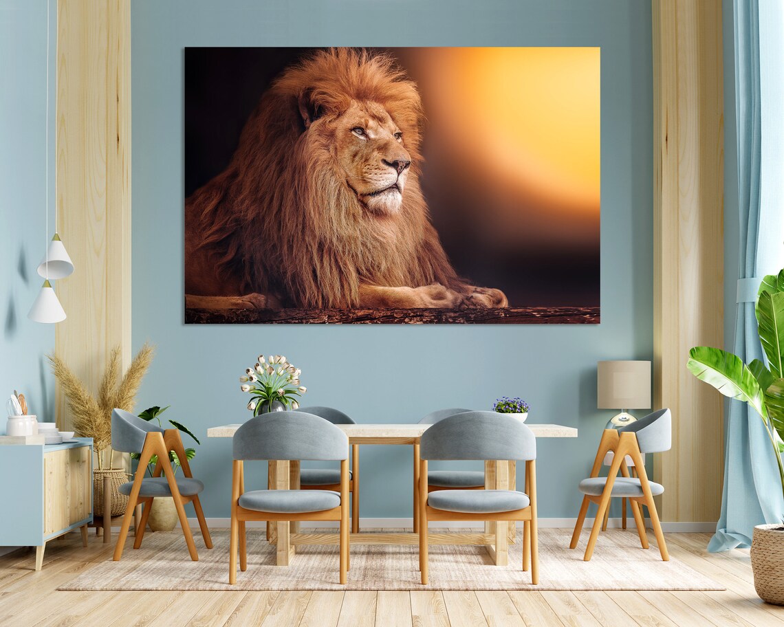 Lion Resting At Sunset Golden Light King Of Beasts Safari Art Poster - Image 3