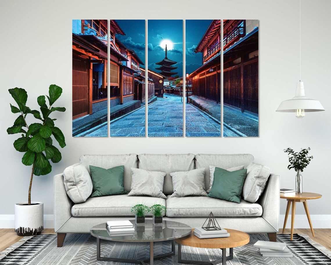 Kyoto Yasaka Pagoda Night Moonlit Old Street Japan Travel Poster - Image 7