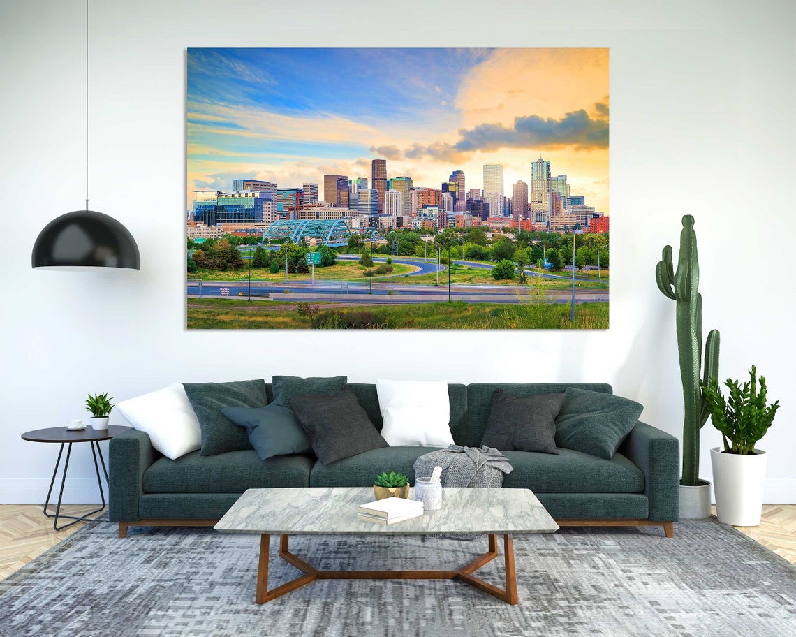 Denver Colorado Skyline Sunset Highway Golden Downtown View Poster - Image 2