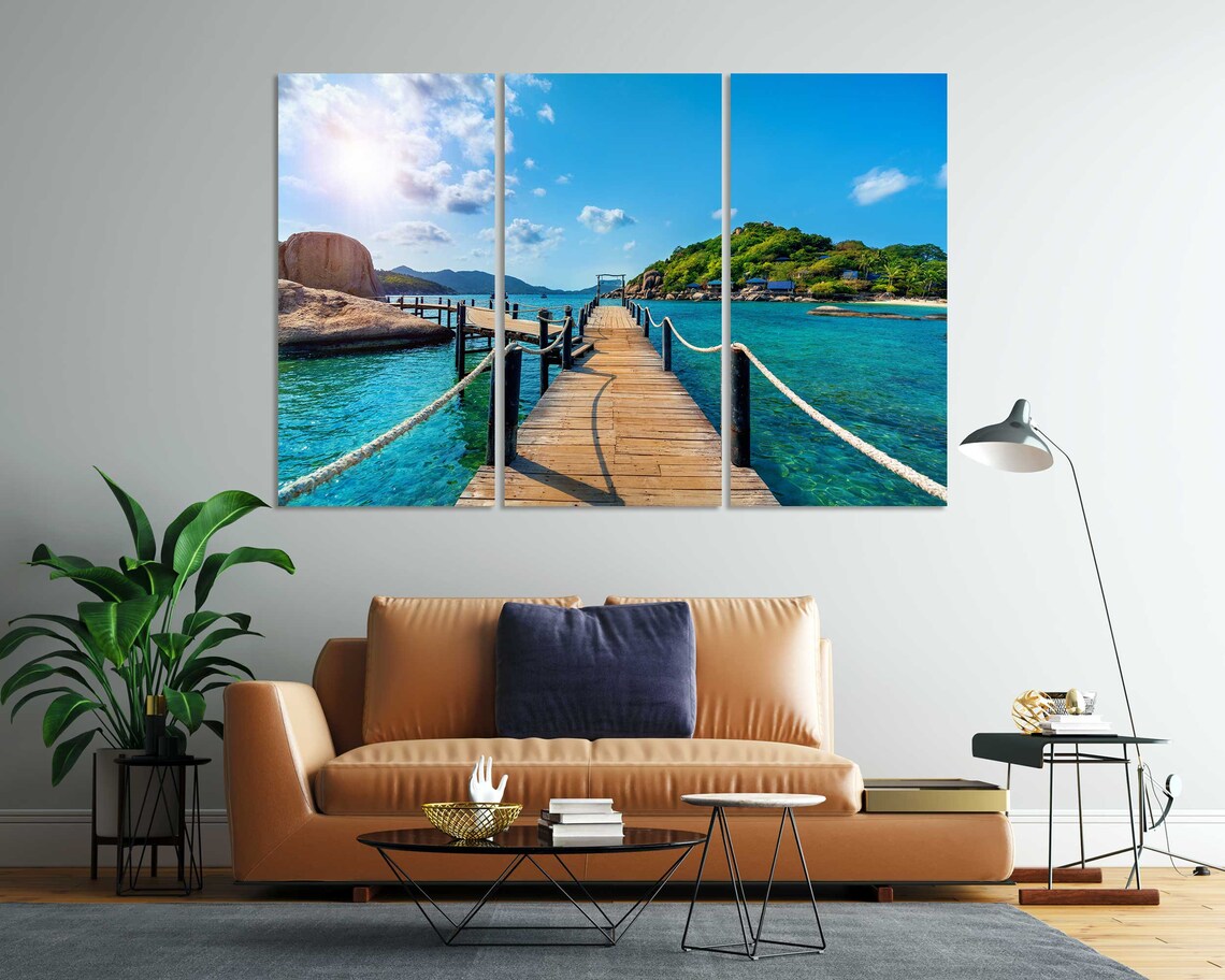 Thailand Tropical Island Wooden Pier Over Turquoise Water Beach Poster - Image 7