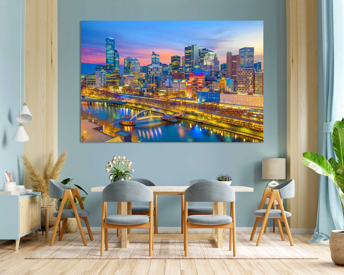 Melbourne Australia Skyline Twilight Yarra River City Lights Poster - Image 3