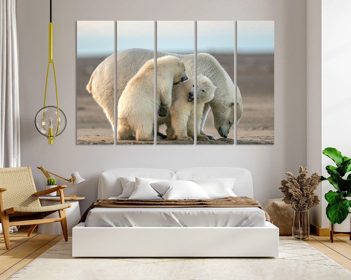 Polar Bear Mother With Two Cubs Arctic Tundra Family Wildlife Poster - Image 6