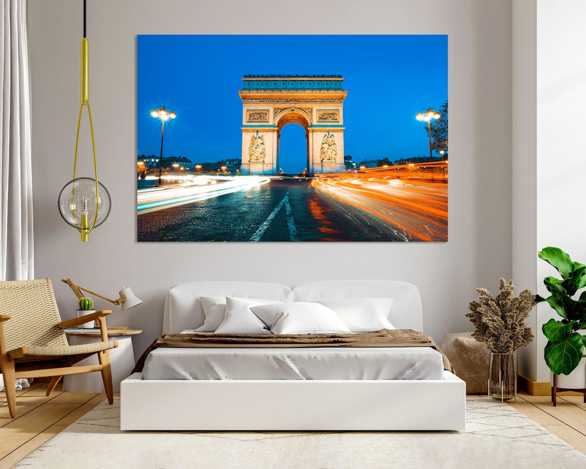 Arc De Triomphe Paris France At Night With Light Trails Poster - Image 6