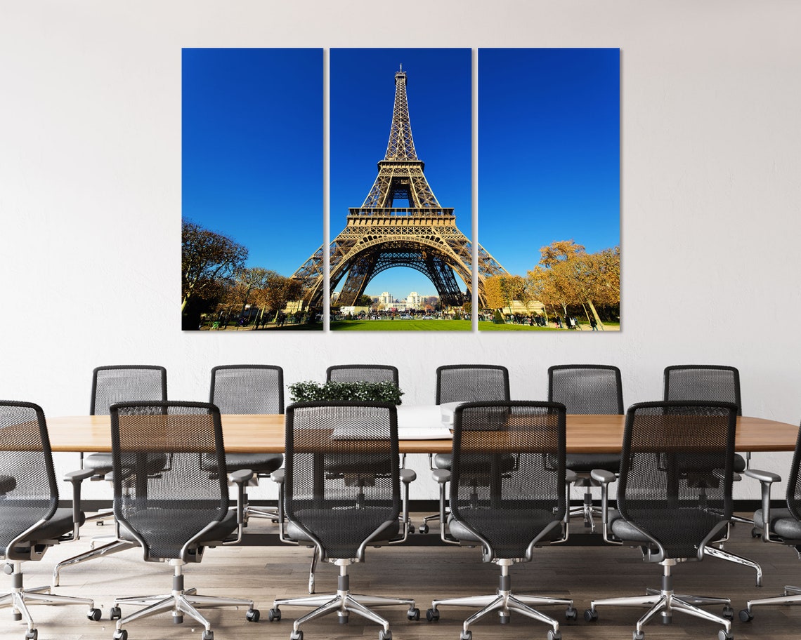 Eiffel Tower Paris Blue Sky Landmark View Autumn Day Travel Poster - Image 4