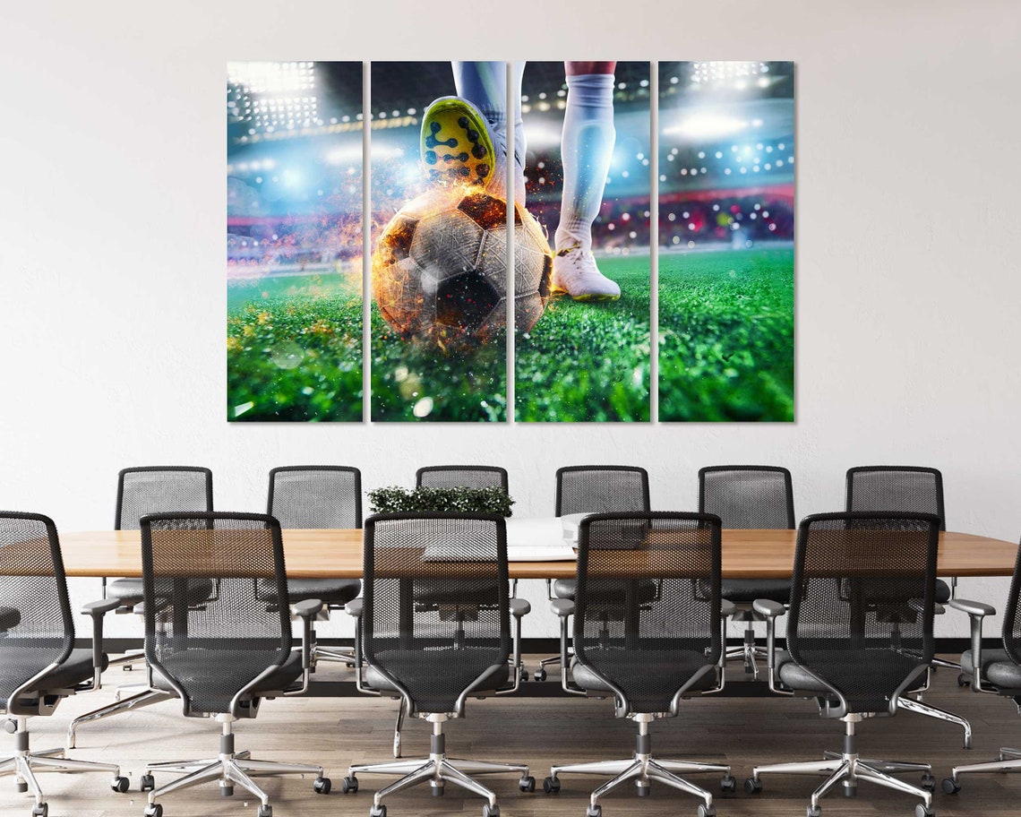 Football Art For Room Decor Football Ball Wall Art Fire Ball Original Art On Game With Ball Print Football Art For Gifts - Image 4