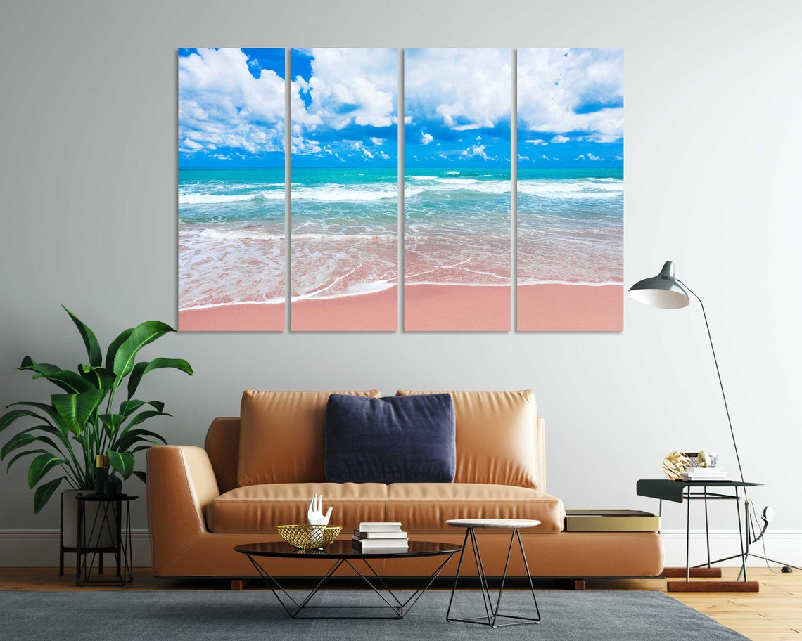 Pink Sand Beach Turquoise Ocean Waves Sunny Tropical Travel Poster - Image 6