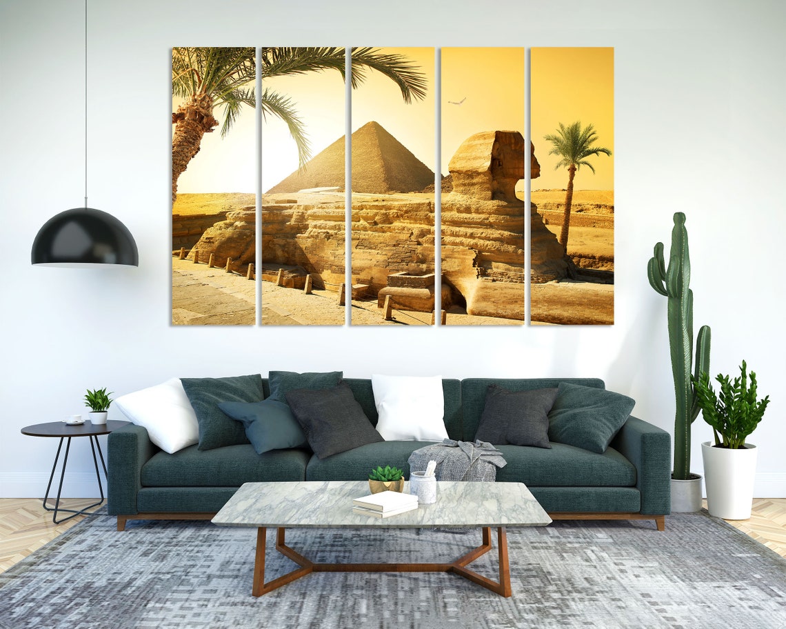 Sphinx And Pyramid Of Giza Egypt Sunset Desert Golden View Poster - Image 2
