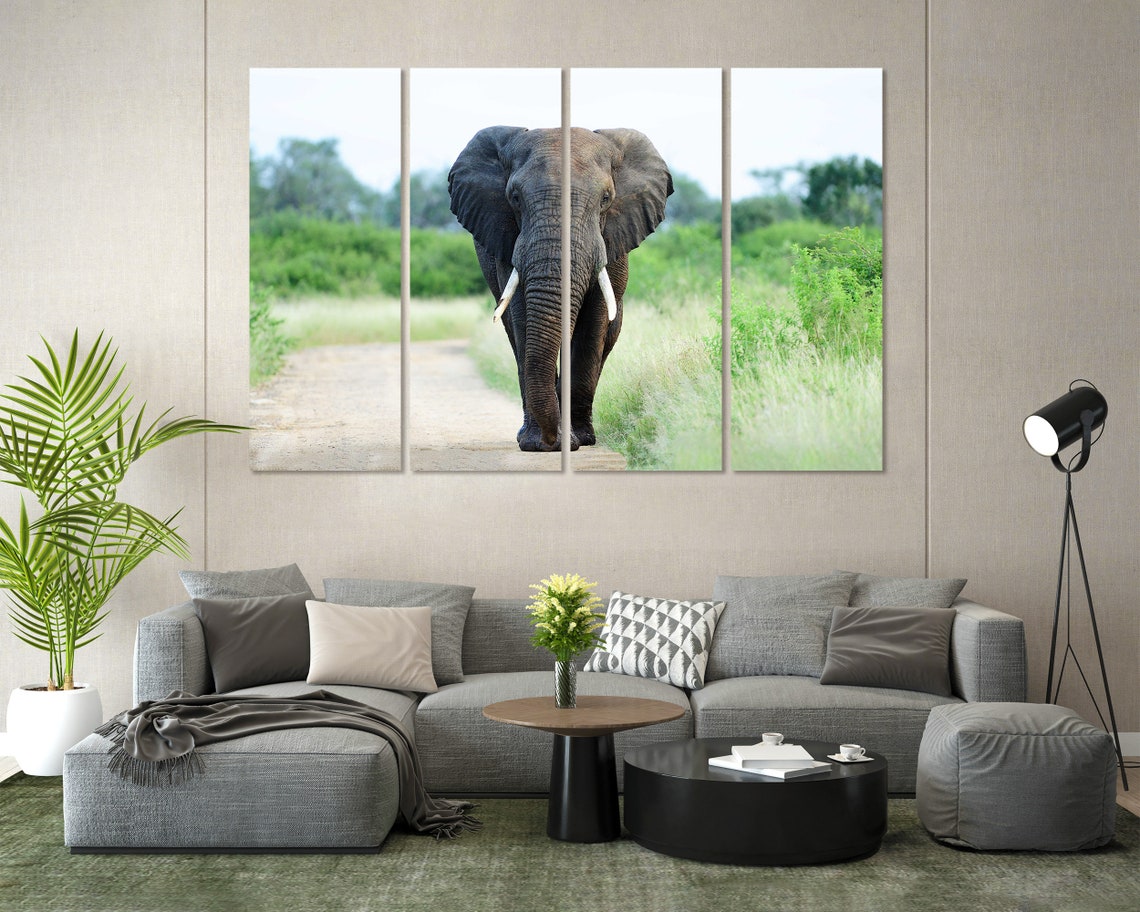 African Elephant Walking Savannah Path Majestic Wildlife Poster - Image 7
